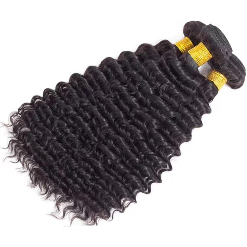 Weft Bundles Deep Wave Human Hair Weaving