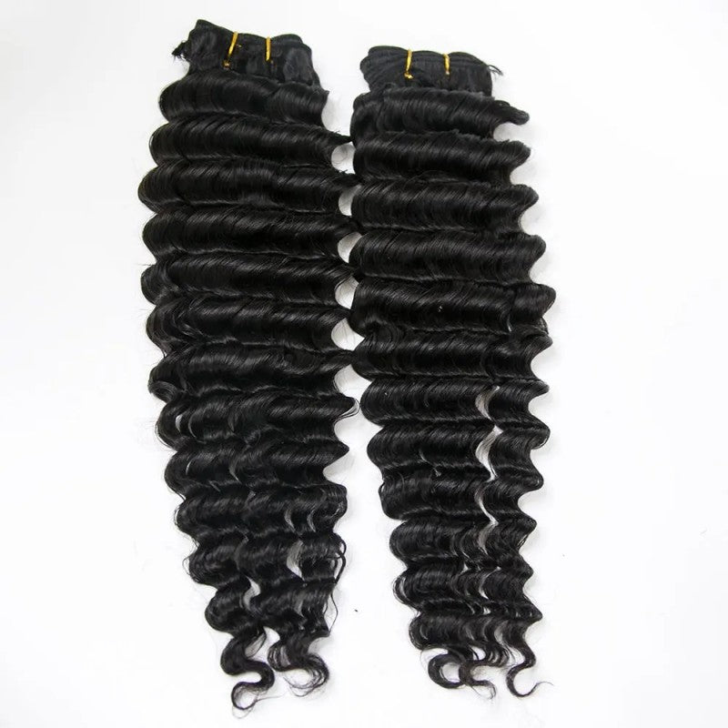 Weft Bundles Deep Wave Human Hair Weaving
