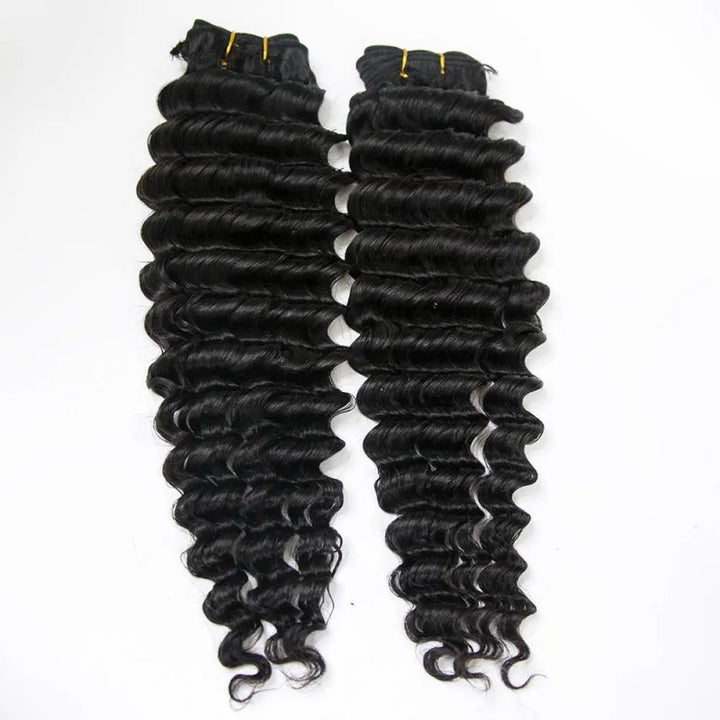 Weft Bundles Deep Wave Human Hair Weaving