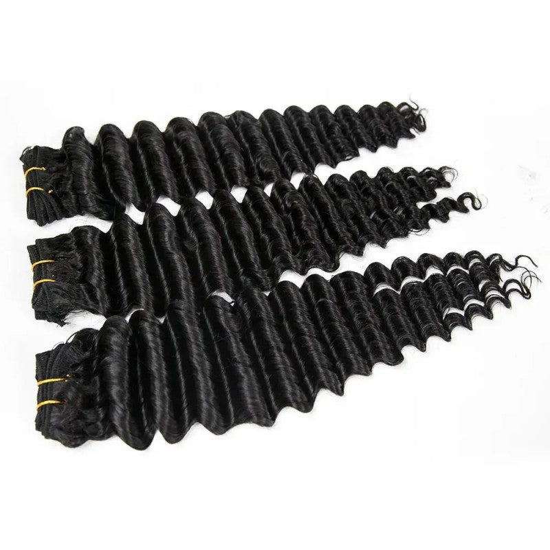 Weft Bundles Deep Wave Human Hair Weaving