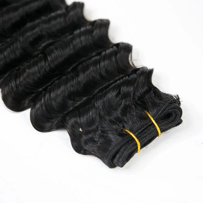 Weft Bundles Deep Wave Human Hair Weaving