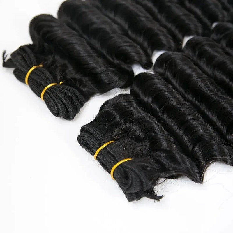 Weft Bundles Deep Wave Human Hair Weaving