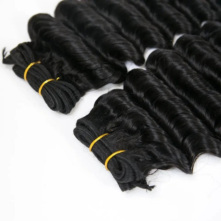 Weft Bundles Deep Wave Human Hair Weaving
