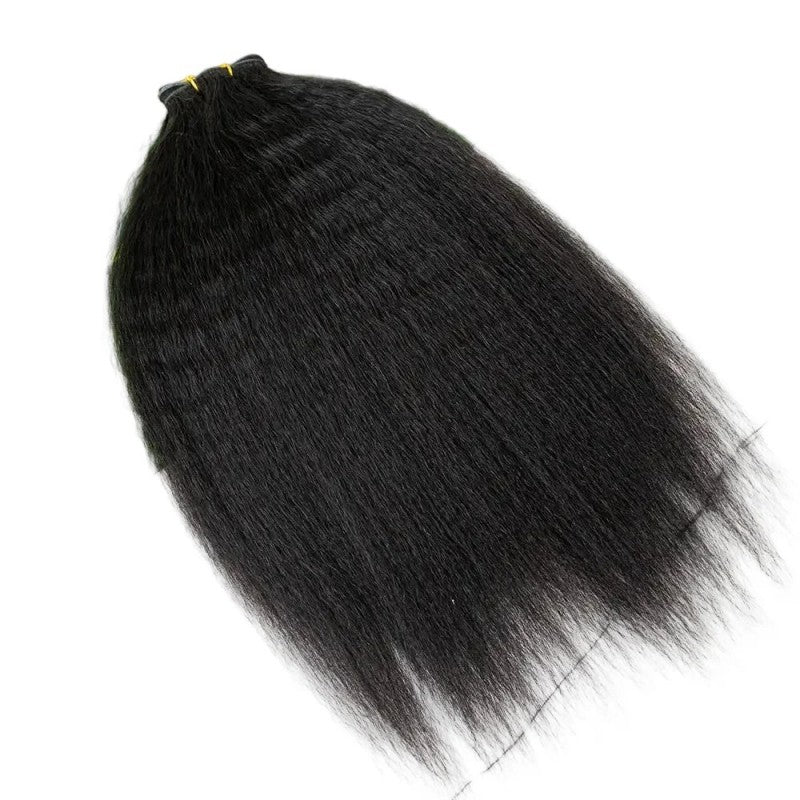 Weft Bundles Kinky Straight Human Hair Weaving