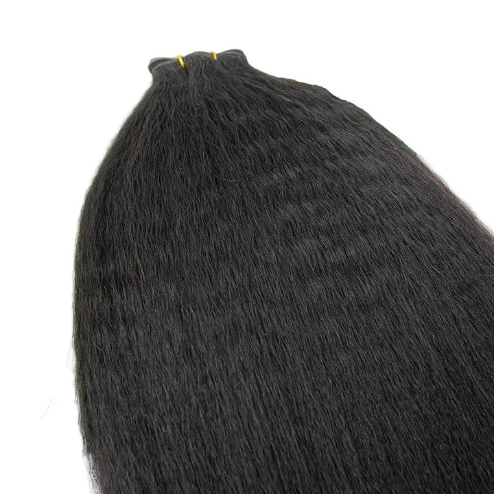 Weft Bundles Kinky Straight Human Hair Weaving