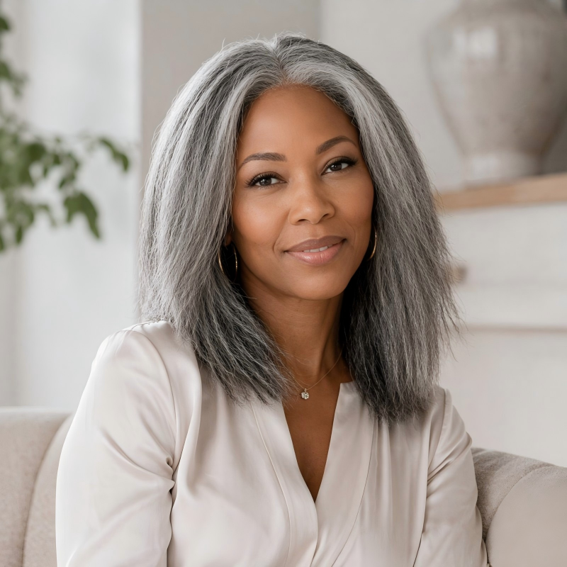 Kinky Straight Bob Transparent Lace Salt Pepper 5x5 Closure Wig