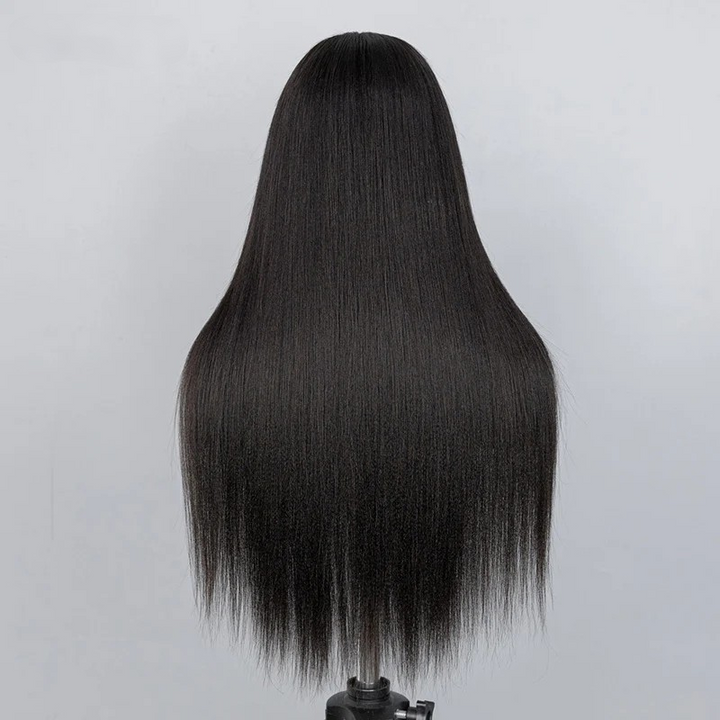 KRN Yaki Straight Half Wig 250% Density Flexible Fit Drawstring Human Hair Wig