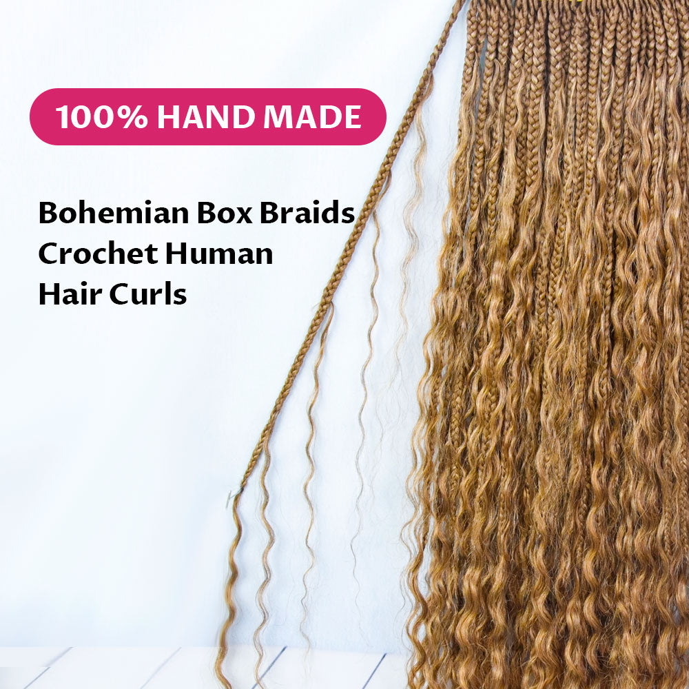 KRN 27# Kinky Curly Blonde Crochet Boho Box Braids "14inch-30inch"