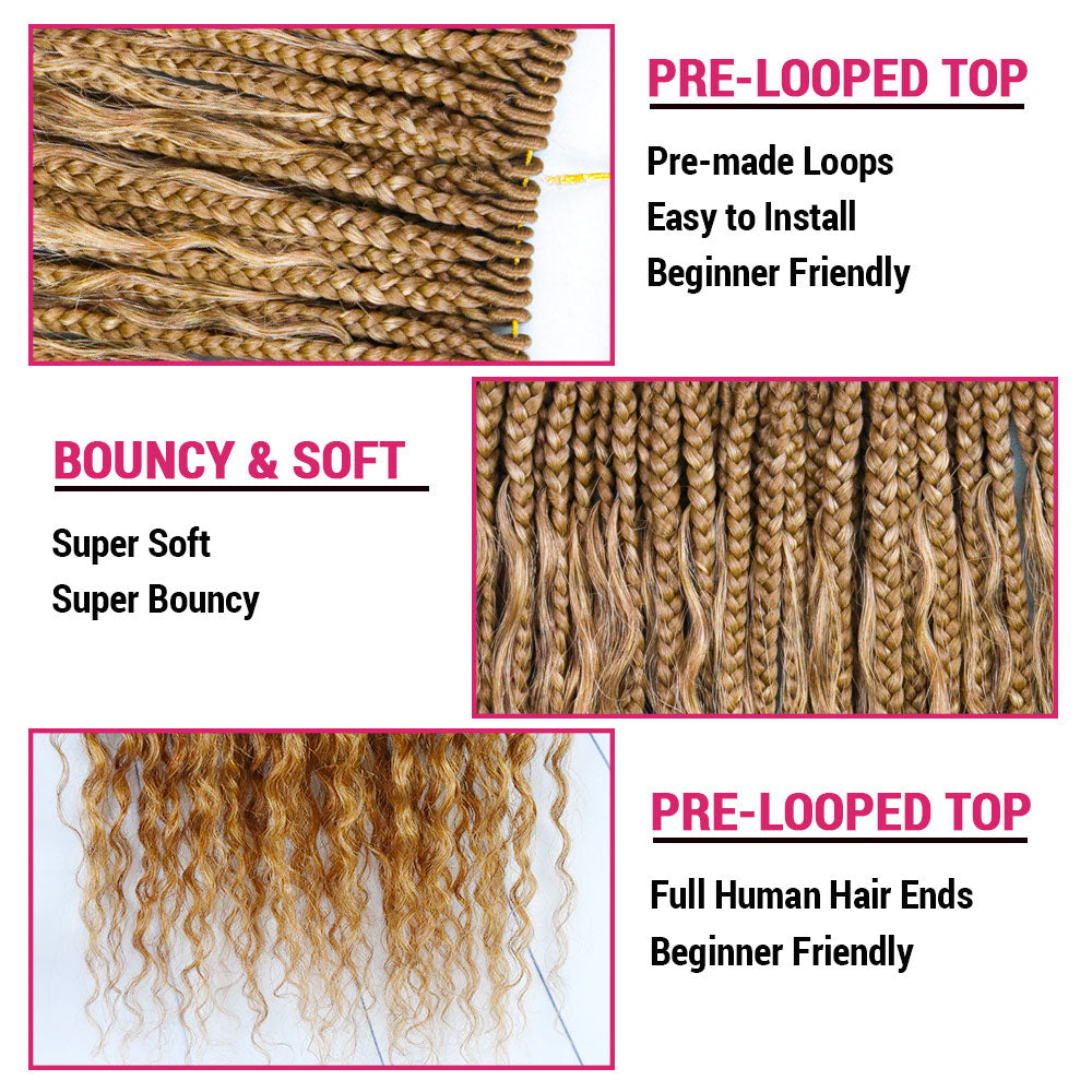 KRN 27# Kinky Curly Blonde Crochet Boho Box Braids "14inch-30inch"