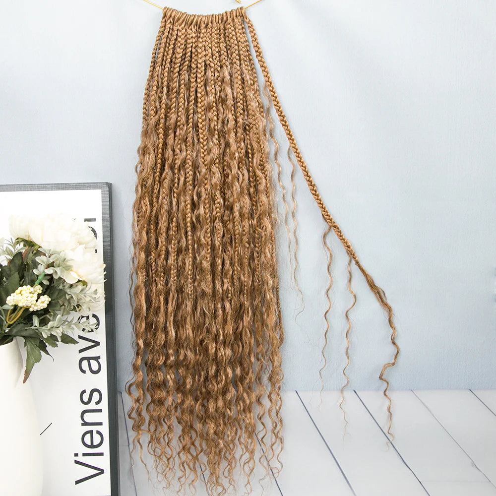 KRN 27# Kinky Curly Blonde Crochet Boho Box Braids "14inch-30inch"